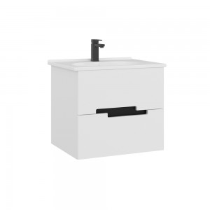 Тумба с раковиной ORKA Lodi 65 подвесная, белый, черный