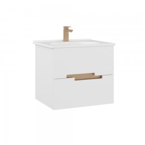 Тумба с раковиной ORKA Lodi 65 подвесная, белый, золото