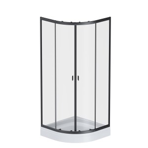 Душевое ограждение Am.Pm X-Joy Twin Slide 80х80 прозрачное стекло профиль черный W88G-205-080BT64 с поддоном W88T-205-080W