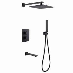 Душевая система ABBER Weiss Insel AF8050B скрытого монтажа с изливом термостат цвет черный матовый