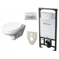 SET Инсталляция Alcaplast AM101 с кнопкой хром глянцевый  M071 унитаз Roca MATEO 346200000