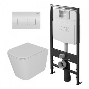 Комплект D&K DS1511601 унитаз Quadro инсталляция клавиша цвет белый