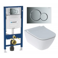 Set Geberit Smile Square 500.300.21.S унитаз инсталляция с клавишей цвет хром