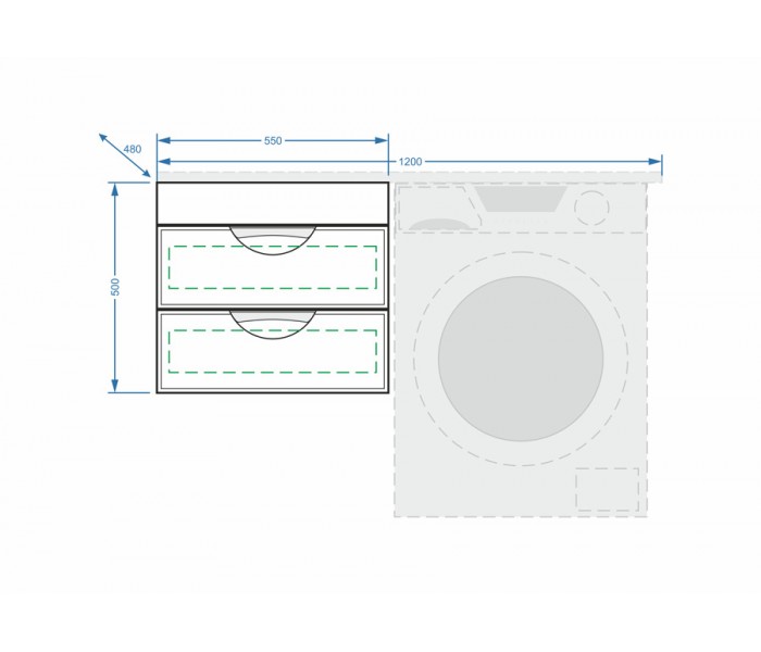 Тумба с умывальником под стиральную машину 120