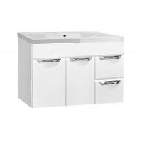 Тумба  VAKO Ника 80 подвесная 2 ящика 13565 с умывальником Como цвет белый